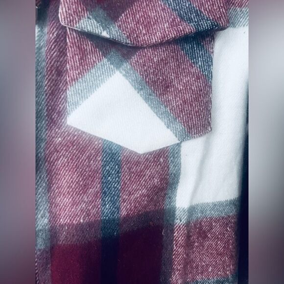 Red/Maroon Wine Plaid Flannel - Picture 3 of 3